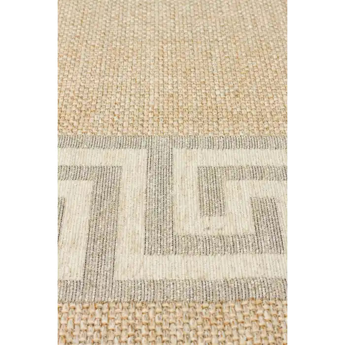 Brooklyn Brk 11 Natural Whıte Hasır Görünümlü Kaymaz Renkli Dokuma Modern Kilim