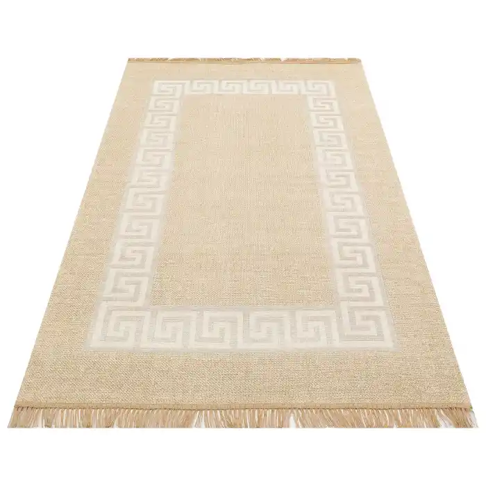 Brooklyn Brk 11 Natural Whıte Hasır Görünümlü Kaymaz Renkli Dokuma Modern Kilim