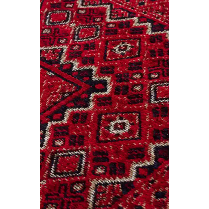 Buhari BHR 08 Navy Afgan Yağcıbedir Desenli Hav Toz Vermez Yıkanabilir Kaymaz İnce Dokuma Halı