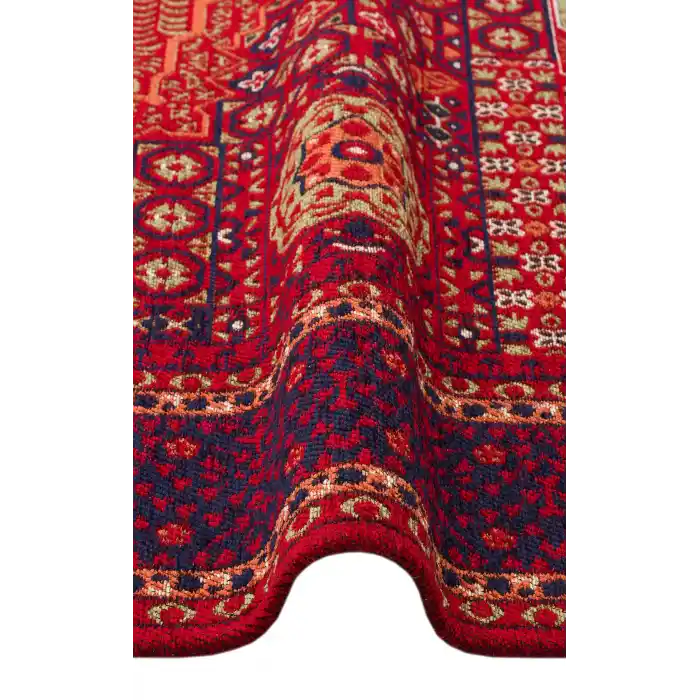 BUHARI HALI 0085 Afgan / Yağcıbedir Desenli Hav Toz Vermez Yıkanabilir Kaymaz İnce Dokuma Halı