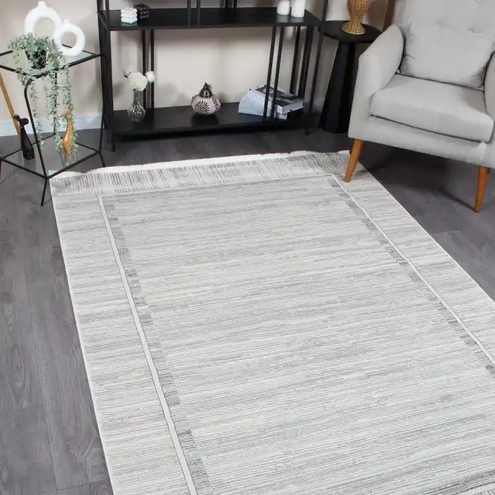 Carino EG88 Krem Gri Dekoratif Makina Halısı