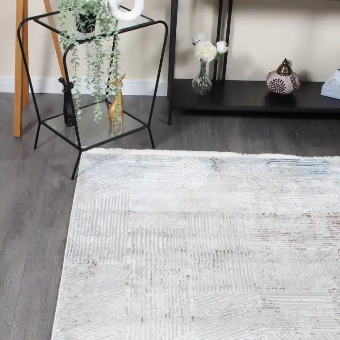 Carino EM99 Krem Gri Dekoratif Makina Halısı