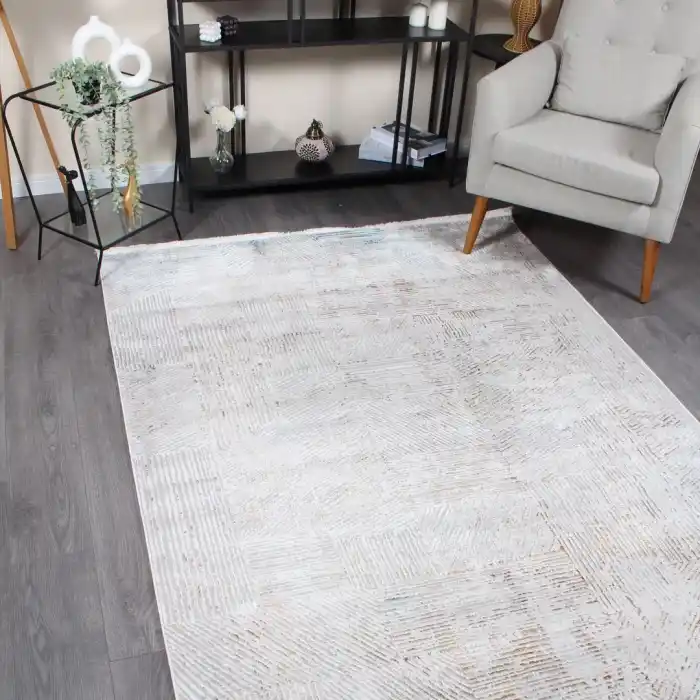 Carino EM99 Krem Gri Dekoratif Makina Halısı