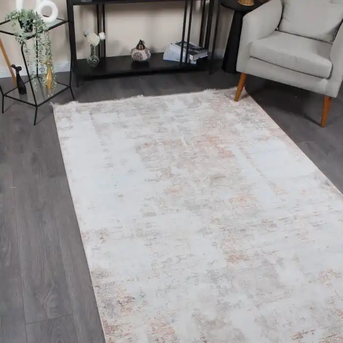 Carino EN007 Krem Gri Dekoratif Makina Halısı