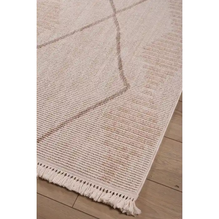 Corsa 8960A Bej Sarı Özel Bukle Tekniğiyle Üretilmiş Modern Makine Halısı