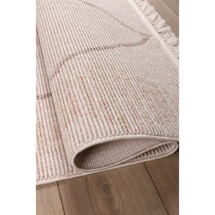 Corsa 8960A Bej Sarı Özel Bukle Tekniğiyle Üretilmiş Modern Makine Halısı