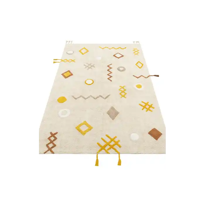 COTTON BOON HALI 0044 Yıkanabilir Kaymaz Tabanlı Naturel Pamuk Bebek Halısı