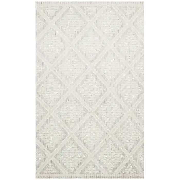 Cozy CZY 03 Grey Cream Hav Toz Vermez Modern Örgü Dokuma Makine Halısı