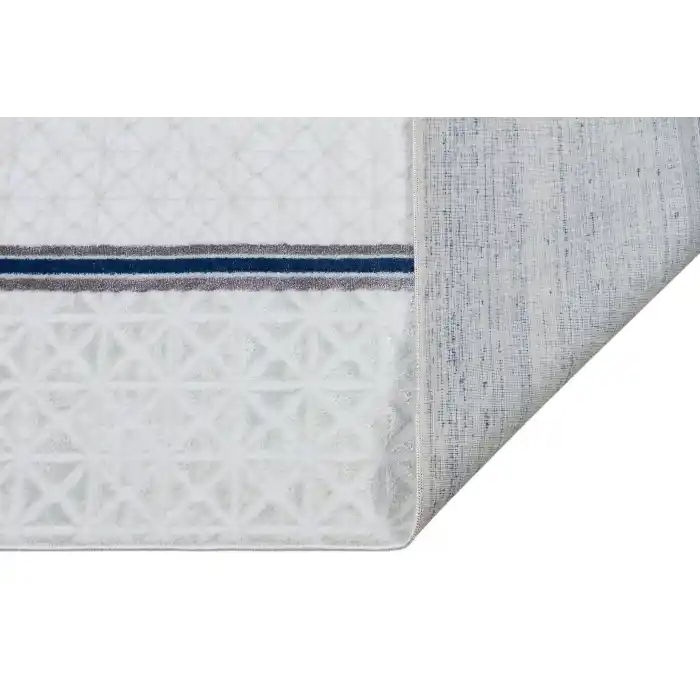 Diva 5001 Beyaz Mavi Dekoratif Modern Kaymaz Tabanlı Makine Halısı