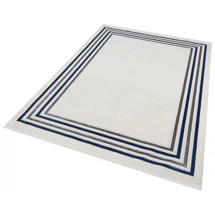 Diva 5011 Gri Mavi Dekoratif Modern Kaymaz Tabanlı Makine Halısı