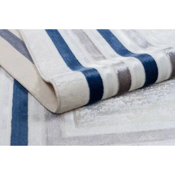 Diva 5011 Gri Mavi Dekoratif Modern Kaymaz Tabanlı Makine Halısı