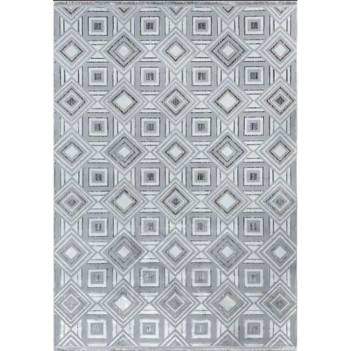 Diva 5015 Gri Vizon Dekoratif Modern Kaymaz Tabanlı Makine Halısı