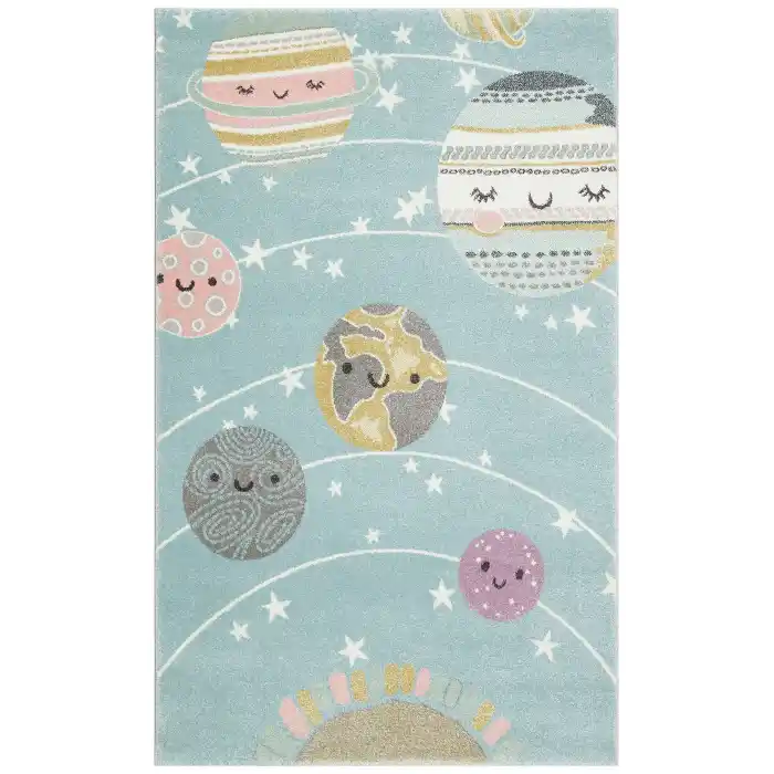 Eko Kids KDS 24 Blue Gezegen Temalı Hav Toz Vermez Çocuk Halısı