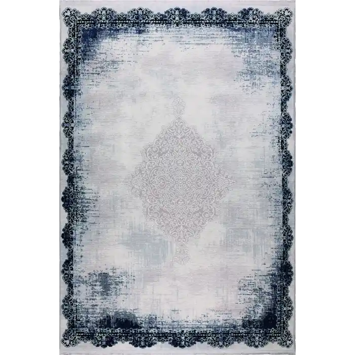 Elit 29440D Beyaz Mavi Akrilik Makine Halısı