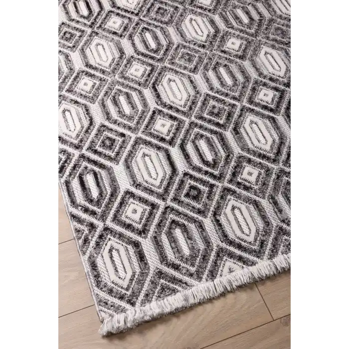 Fiesta 8748A Gri Özel Dokuma Tekniğiyle Üretilmiş Modern Makine Halısı