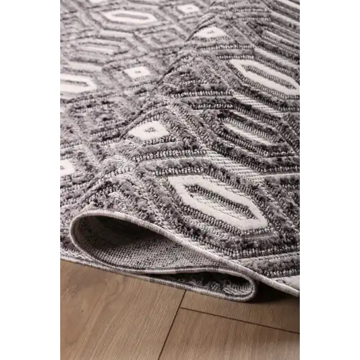 Fiesta 8748A Gri Özel Dokuma Tekniğiyle Üretilmiş Modern Makine Halısı