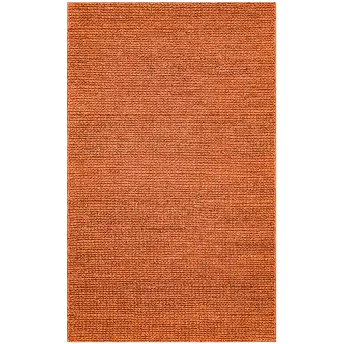 Fine Choti Rust Terra Flatweave El Dokuma Naturel Jüt Hasır Halı