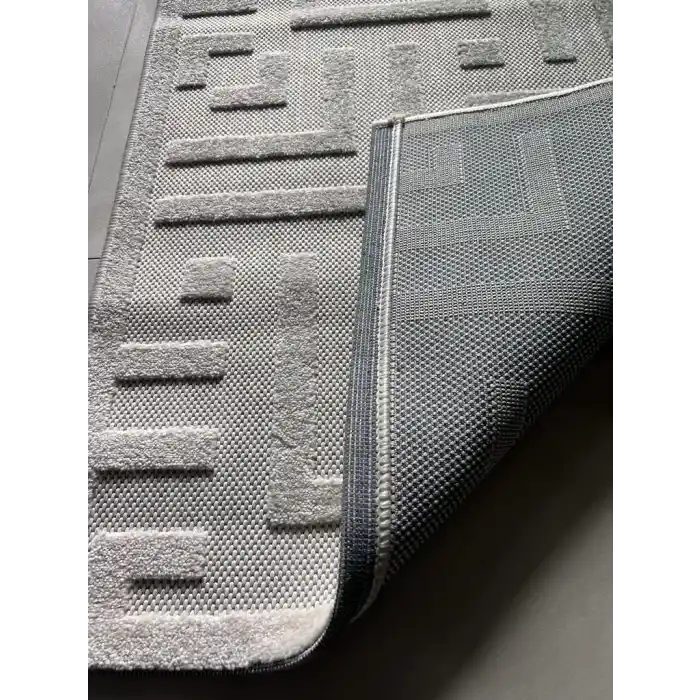 Grace Bej - Gri - KremBej Dekoratif Kaymaz Tabanlı Özel Ölçü Makine Halısı