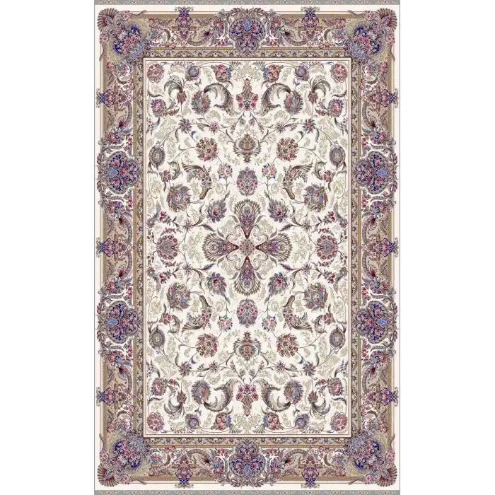 Isfahan 01 Cream  Klasik Desenli Yüksek Kalite Sık Dokuma Makine Halısı
