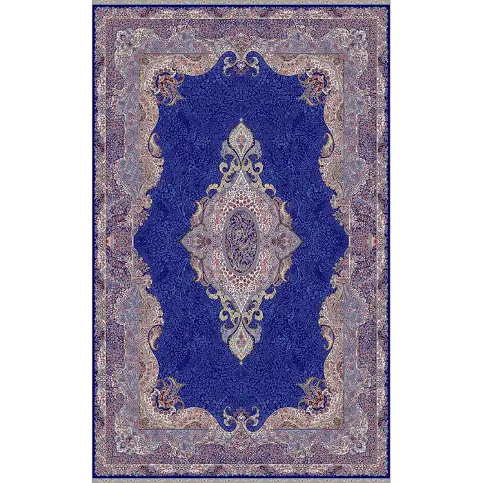 Isfahan 02 Navy  Klasik Desenli Yüksek Kalite Sık Dokuma Makine Halısı