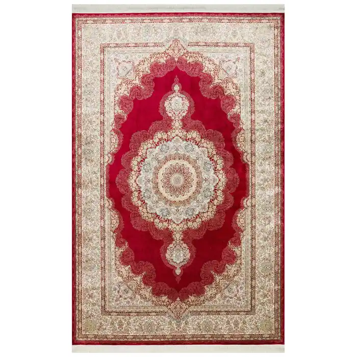 Isfahan 05 Red Klasik Desenli Yüksek Kalite Sık Dokuma Makine Halısı