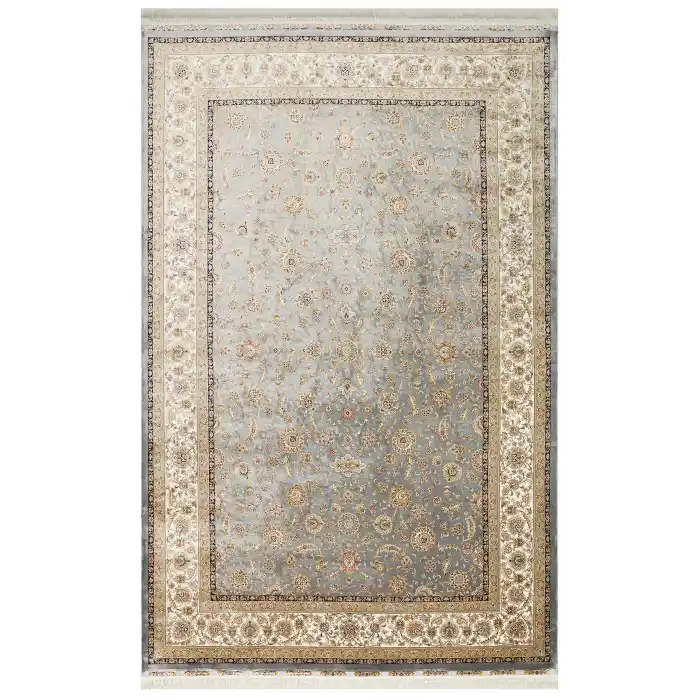Isfahan 03 Grey Cream Klasik Desenli Yüksek Kalite Sık Dokuma Makine Halısı