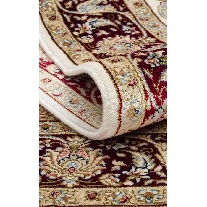 Isfahan Scd 01 Cream Red Klasik Desenli Yüksek Kalite Sık Dokuma Seccade