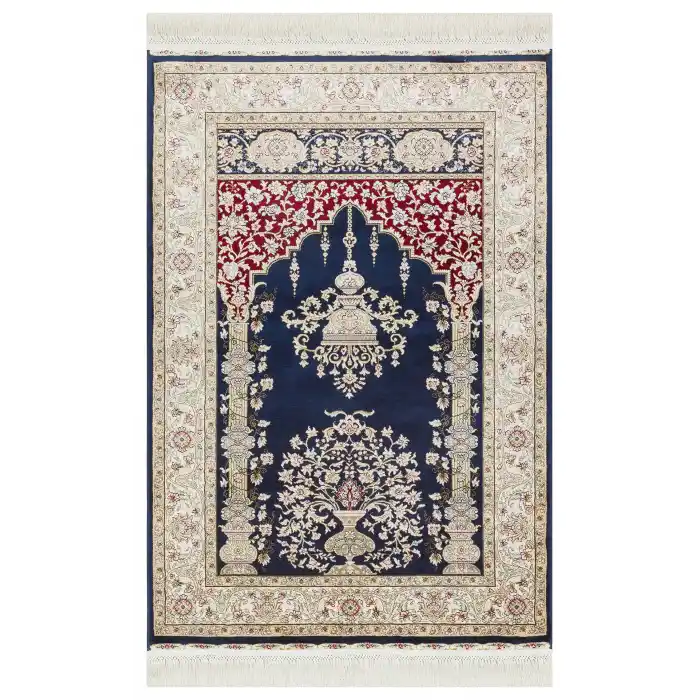 Isfahan Scd 01 Navy Klasik Desenli Yüksek Kalite Sık Dokuma Seccade