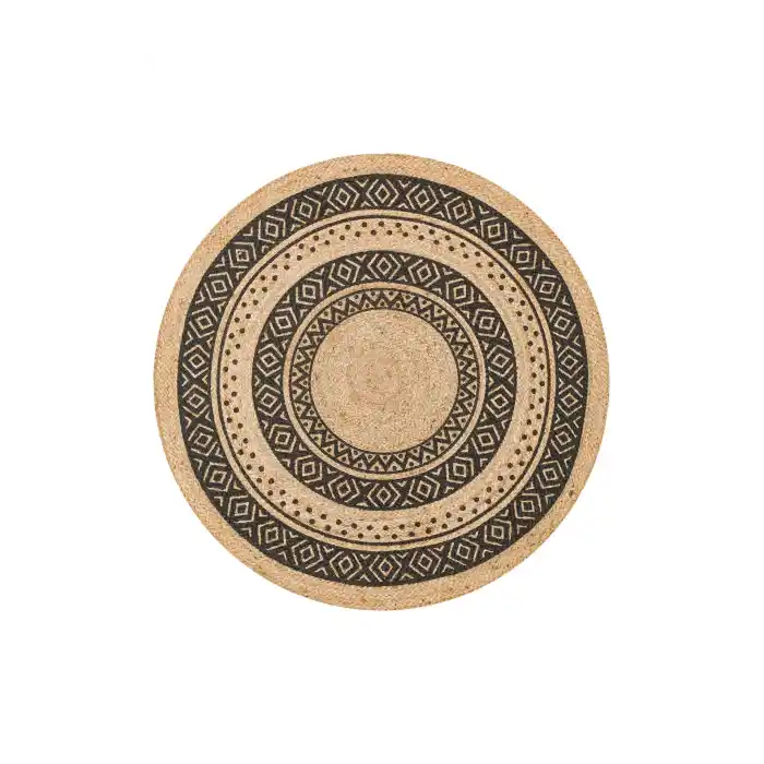 Juno Jüt Ech 08 Natural Black Flatweave El Dokuma Naturel Jüt Hasır Halı