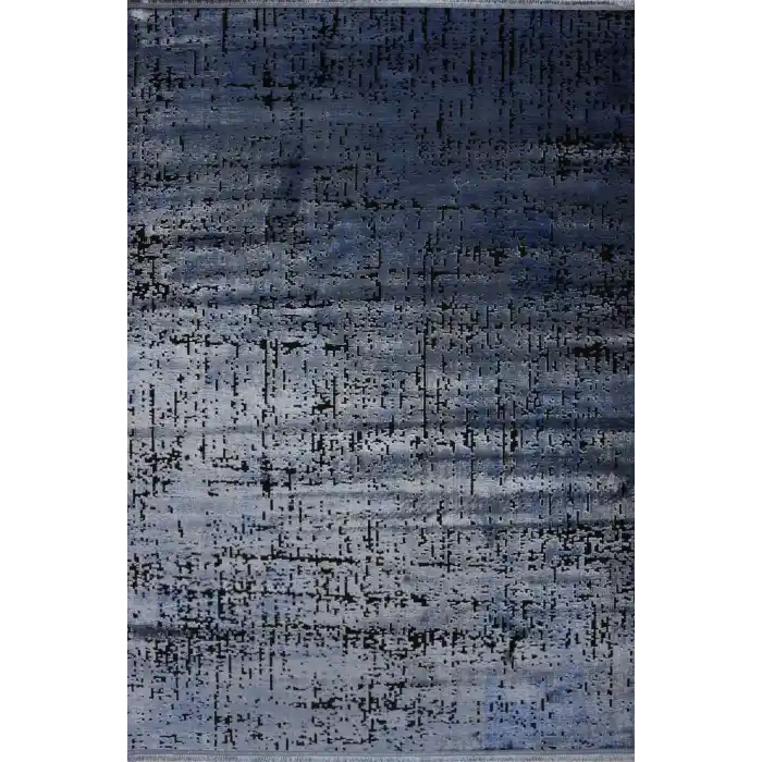 Liya 6001 Mavi Kaydırmaz Tabanlı Makinede Yıkanabilir Modern Halı Kilim (Özel Ölçü Yapılır)