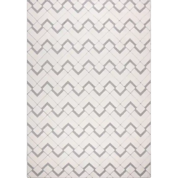 Malibu 9182A Beyaz Gri Modern Makine Halısı