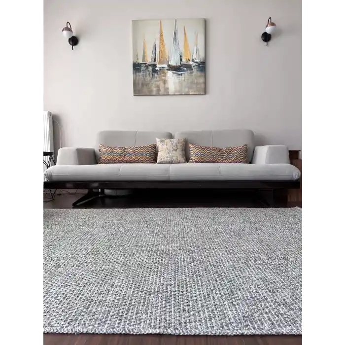 Dhoku DH003 Gri Rustik Modern Örme Kilim - indoor & outdoor