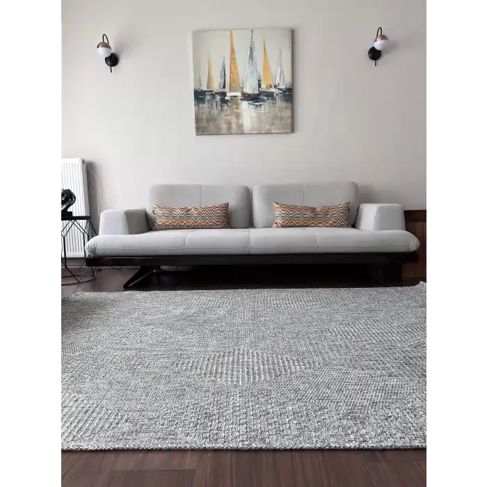 Dhoku DH004 Gri Rustik Modern Örme Kilim - indoor & outdoor