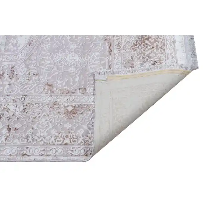 Nakış 2003 Açık Vizon Klasik Desenli Kaymaz Tabanlı Makine Halısı