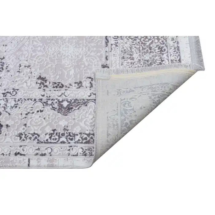 Nakış 2007 Antrasit Klasik Desenli Kaymaz Tabanlı Makine Halısı