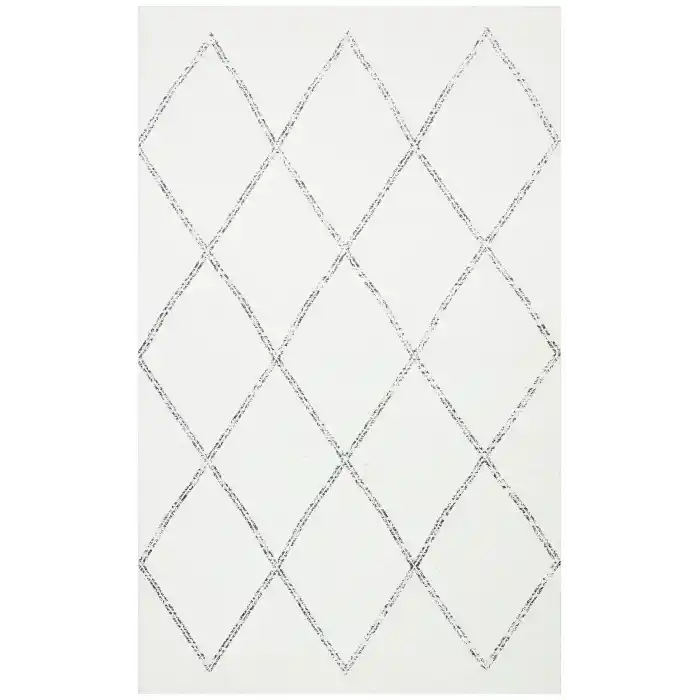 Nevada NVD 03 White Black Moroccon Tuşeli Hav Toz Vermez Kaymaz Tabanlı İnce Dokuma Modern Halı