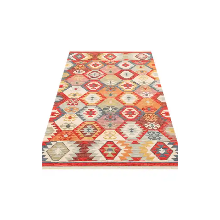 NOMAD KILIM 0001 Yıkanabilir, Çift Taraflı Kullanıma Uygun Yumuşak Tuşeli Otantik Kilim