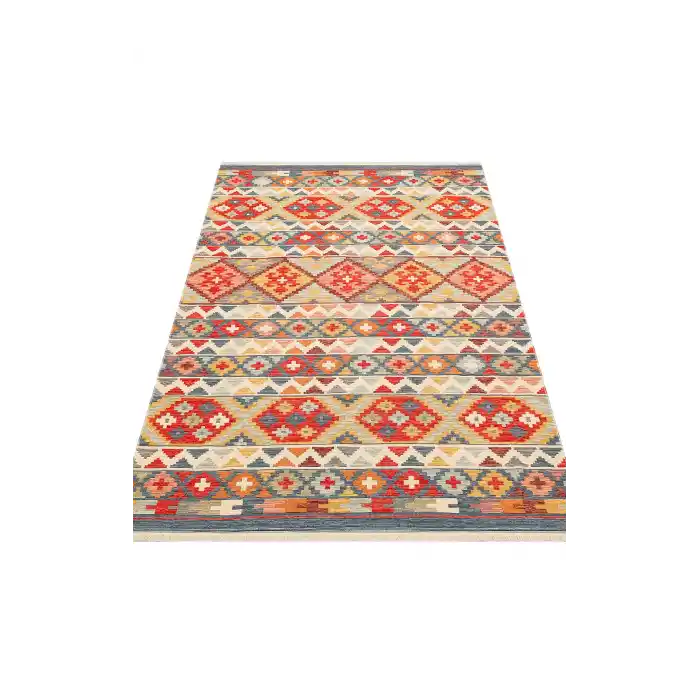 NOMAD KILIM 0010 Yıkanabilir, Çift Taraflı Kullanıma Uygun Yumuşak Tuşeli Otantik Kilim