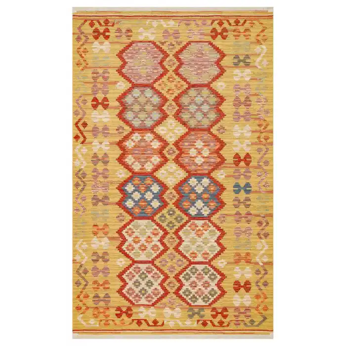 NOMAD KILIM 0013 Yıkanabilir, Çift Taraflı Kullanıma Uygun Yumuşak Tuşeli Otantik Kilim