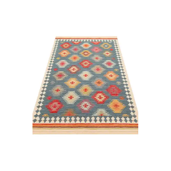 NOMAD KILIM 0017 Yıkanabilir, Çift Taraflı Kullanıma Uygun Yumuşak Tuşeli Otantik Kilim