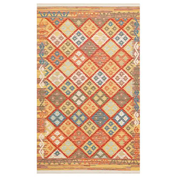 NOMAD KILIM 0024 Yıkanabilir, Çift Taraflı Kullanıma Uygun Yumuşak Tuşeli Otantik Kilim