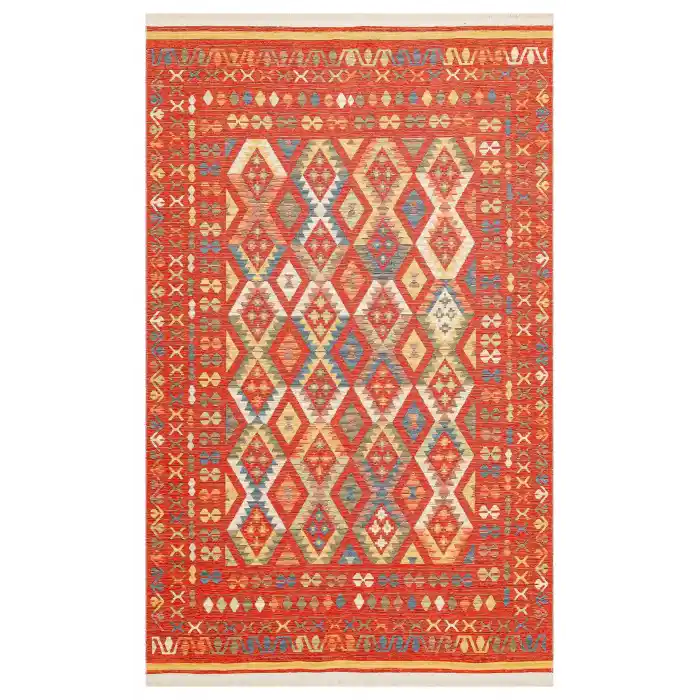 NOMAD KILIM 0039 Yıkanabilir, Çift Taraflı Kullanıma Uygun Yumuşak Tuşeli Otantik Kilim