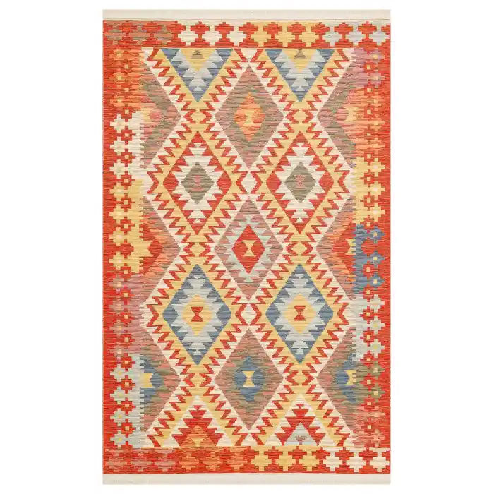 NOMAD KILIM 0043 Yıkanabilir, Çift Taraflı Kullanıma Uygun Yumuşak Tuşeli Otantik Kilim