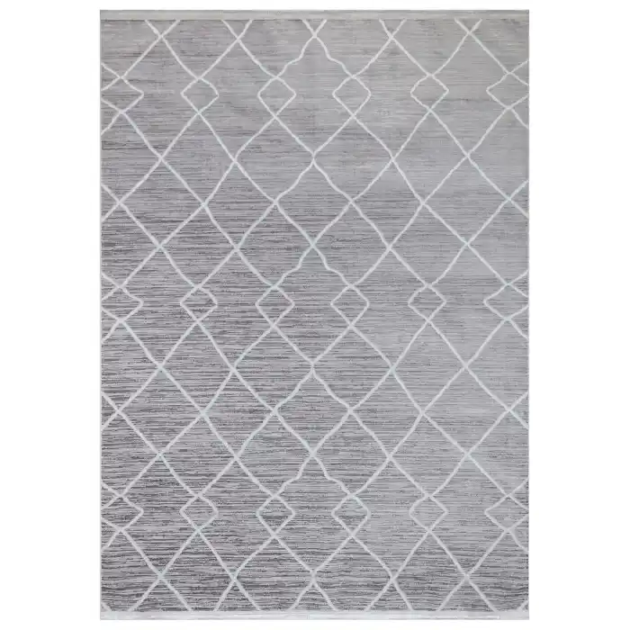 New Novart 2024 Gri Dekoratif Modern Kaymaz Tabanlı Makine Halısı ✄