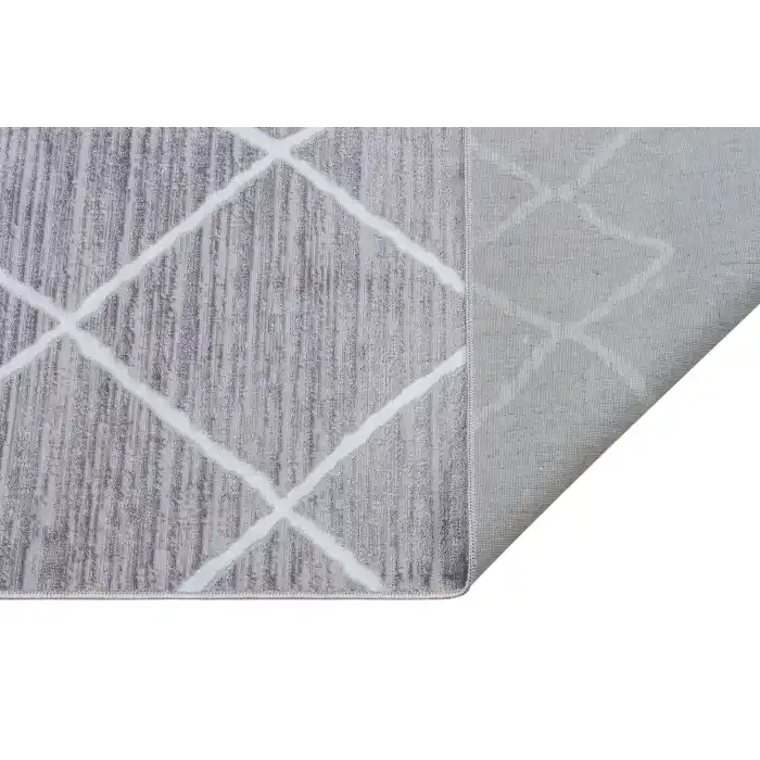 New Novart 2024 Gri Dekoratif Modern Kaymaz Tabanlı Makine Halısı ✄