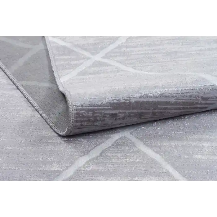 New Novart 2024 Gri Dekoratif Modern Kaymaz Tabanlı Makine Halısı ✄