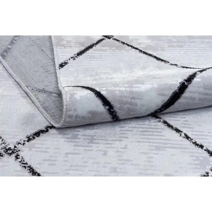 New Novart 2026 Siyah Dekoratif Modern Kaymaz Tabanlı Makine Halısı ✄