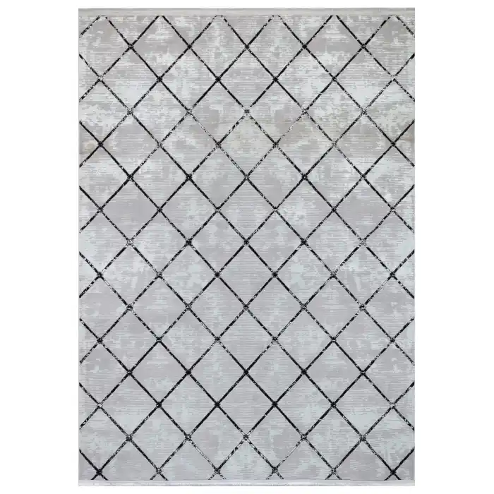 New Novart 2026 Siyah Dekoratif Modern Kaymaz Tabanlı Makine Halısı ✄