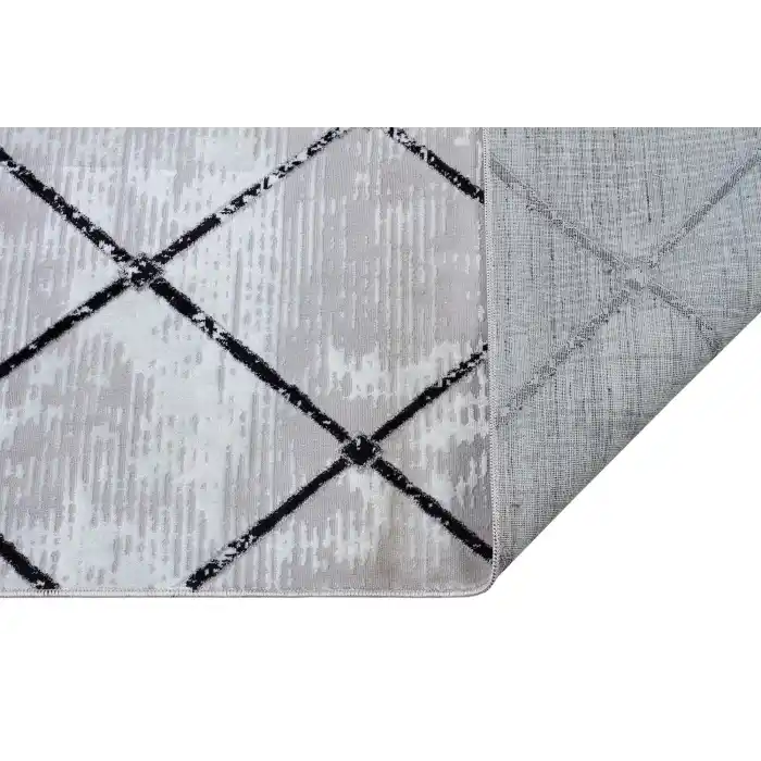 New Novart 2026 Siyah Dekoratif Modern Kaymaz Tabanlı Makine Halısı ✄