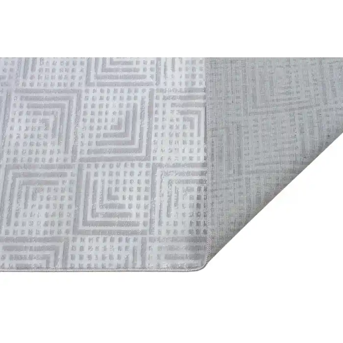 New Novart 2039 Beyaz Dekoratif Modern Kaymaz Tabanlı Makine Halısı ✄